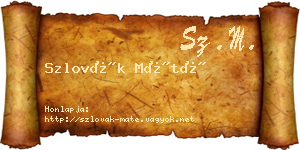 Szlovák Máté névjegykártya
